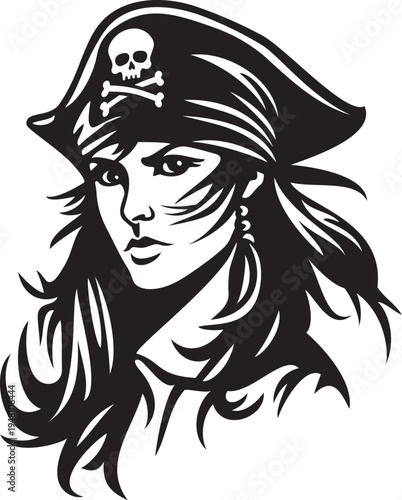 Woman Pirate Portrait. Strong Female Buccaneer Character.