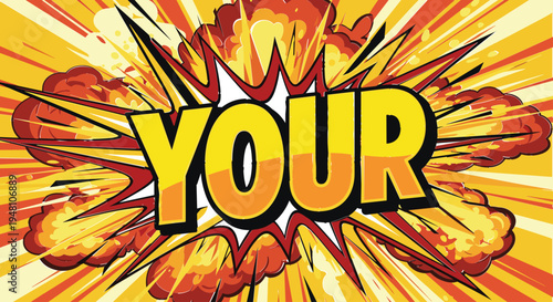 Comic Explosion Vector Illustration with Bold Text Effects and Dynamic Burst of Colors for Graphic Designs