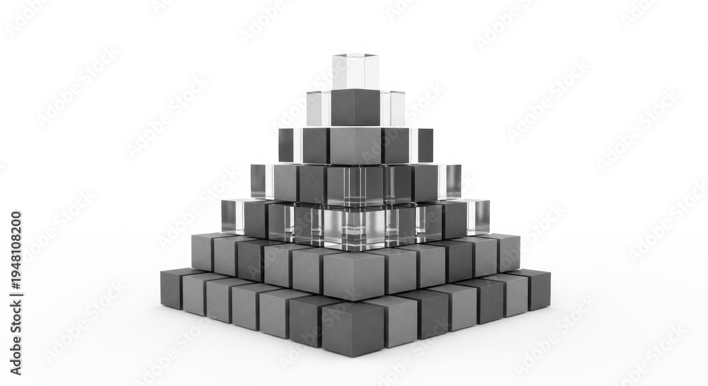 Naklejka premium 3d gray cube pyramid structure