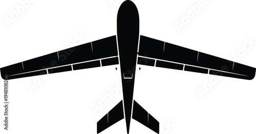 Top-down silhouette of reconnaissance drone with large wingspan and rear-mounted propeller