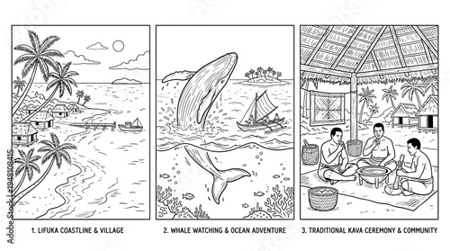 Pacific Island Life Coastal Scenes Whale Watching Ceremony