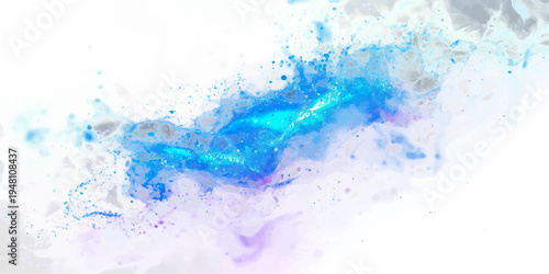 An abstract blue liquid splash with clear bubbles and ripples creates a fresh, cold motion isolated on a transparent white backdrop.