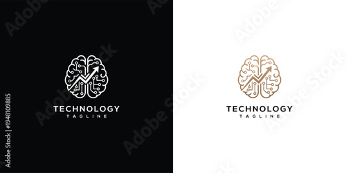 Brain Technology Logo AI Innovation Growth Data Futuristic.