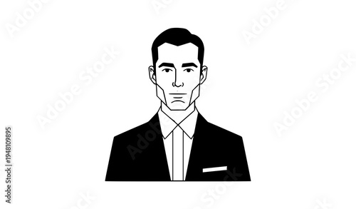A minimalist vector graphic illustration of a businessman in a suit