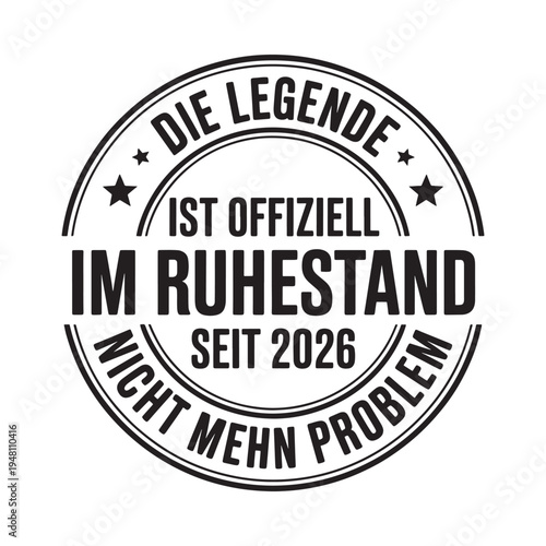 Black and white circular badge proclaiming the legend is officially retired