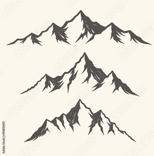 Three mountain ranges in a minimalist illustration style