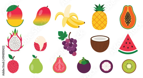 Colorful collection of tropical fruits