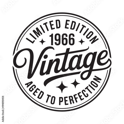 Vintage limited edition emblem with year 1966 and ornate script lettering