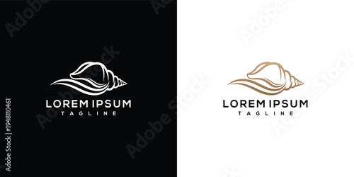 Seashell Logo Design with Waves - Minimalist Nautical Emblem.