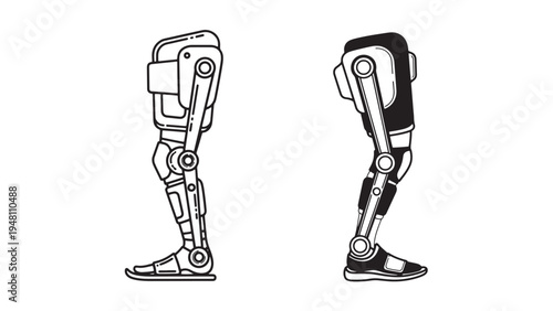 Robotic Prosthetic Legs Illustration Representing Bionic Technology Rehabilitation and Advanced Mobility Support