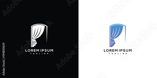 Drapery Logo Design Curtain Symbol Elegant Fabric Emblem.