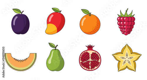 Colorful fruit assortment illustration