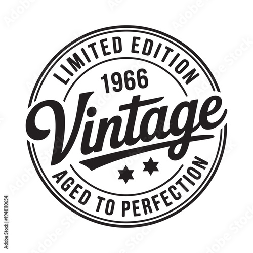Black and white emblem displaying vintage and limited edition with year 1966