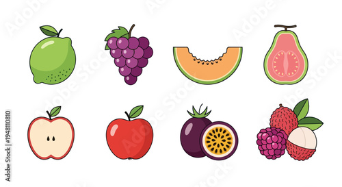 Colorful fruit assortment isolated on white