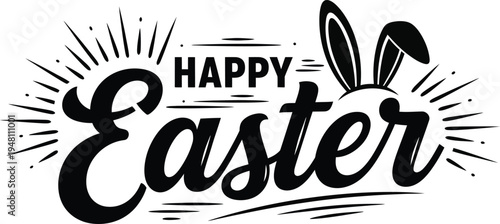 Ester vector illustration happy easter greeting with bunny ears