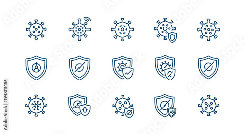 Coronavirus icons illustrating protection