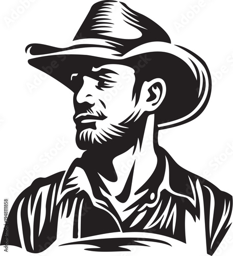 Farmer Portrait Illustration. Agricultural Worker Character.