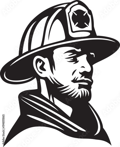 Firefighter Portrait - Professional Fire Rescue Character Illustration.