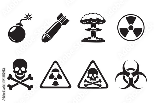 Collection of hazard and danger symbols