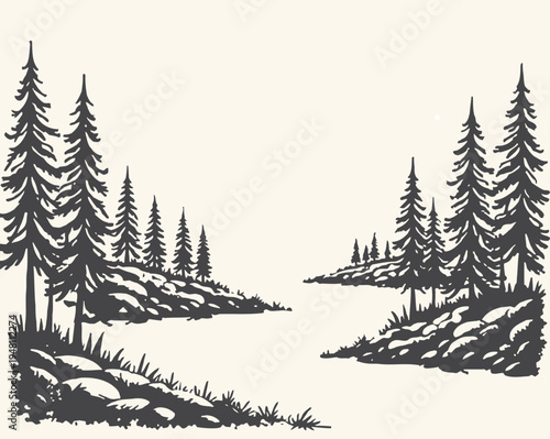 Collection of Hand Drawn Mountain Silhouettes for Outdoor Adventure Designs