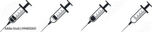 Medical syringes in various styles, vector illustration, flat design
