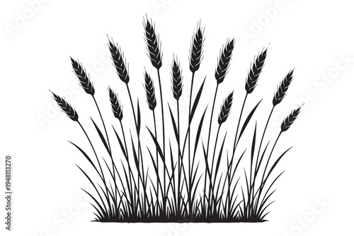 Wheat Field Silhouette Vector Illustration for Agriculture and Harvest Themes