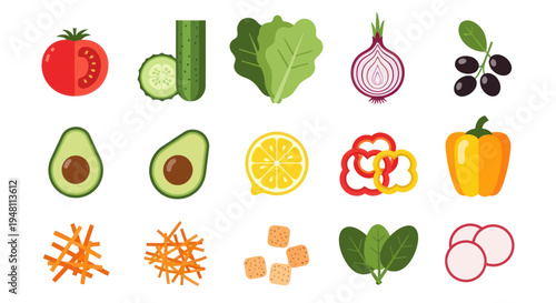 Fresh vegetables and fruits illustration