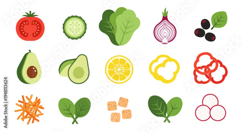 Fresh vegetables and salad ingredients