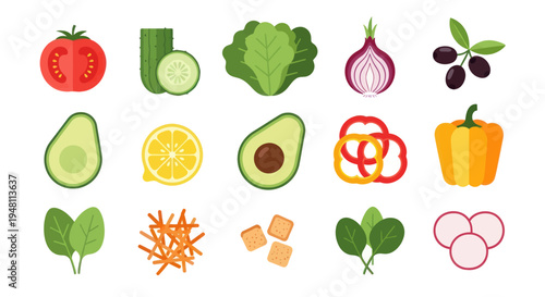 Fresh vegetables and salad ingredients