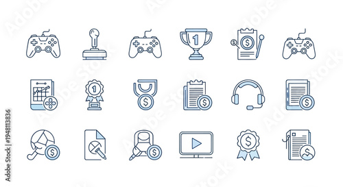 Gaming icons controller trophy and more