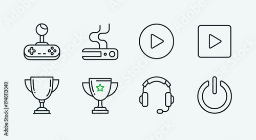 Gaming icons controller trophy headset