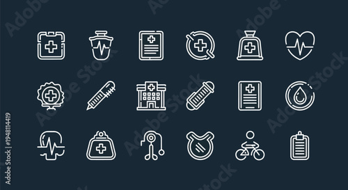 Health and medical icons set