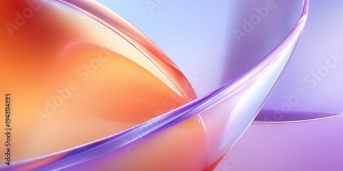 Abstract flowing liquid curves with vibrant orange and purple gradients and soft light reflections
