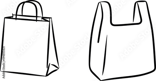 Reusable shopping bags vector illustration, eco friendly flat design