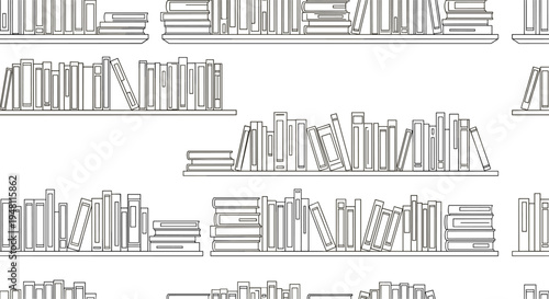 Black and white of books on shelves library bookshelves