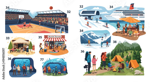 Diverse Outdoor Activities: Sports, Travel, Nature, and Recreation