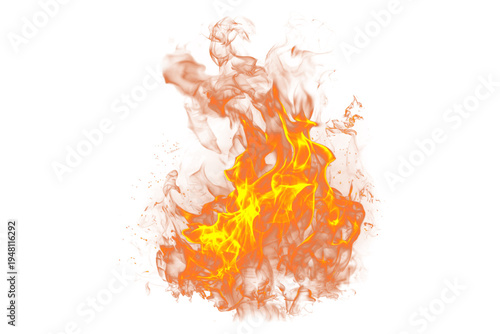 An intense and vibrant flame with wisps of smoke rising, symbolizing heat and energy