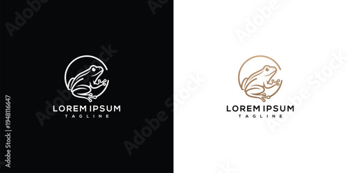 Frog Logo Design - Minimalist Circle Animal Emblem.