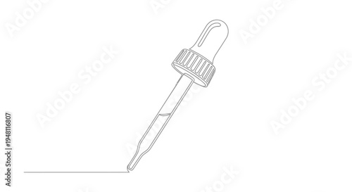 Single line drawing of a glass dropper with liquid