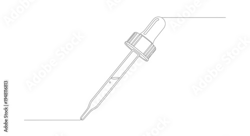 Minimalist Dropper Pipette Line Art Illustration, Science and Medicine Concept