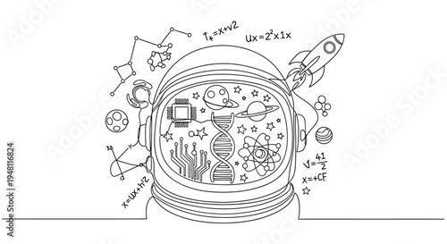 Astronaut Helmet Reflecting Space, Science, and Innovation