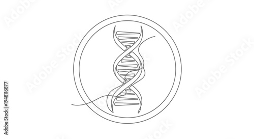DNA helix line art icon, scientific research symbol, genetic code, biotechnology concept