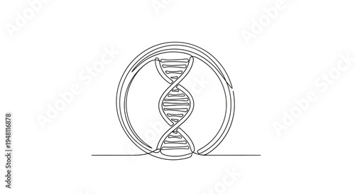 DNA helix inside a circular frame, genetic code, science and research