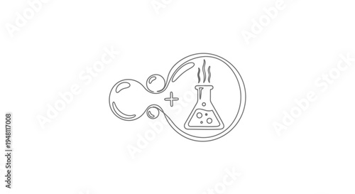 Chemistry Flask Bubbles Abstract Line Art Icon