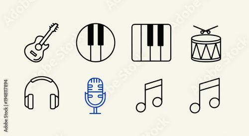 Musical instruments and symbols illustration