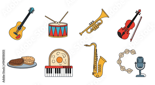 Musical instruments collection illustration