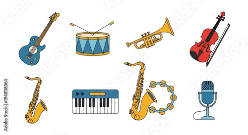 Musical instruments collection vector design