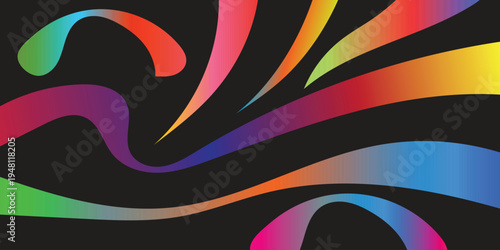 Vibrant rainbow gradient swirls on black background