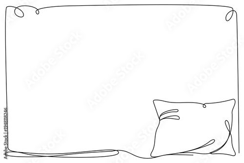 ine Art Pillow Illustration. Home Interior Cozy Decor Theme. Abstract Pillow Contour Stroke Frame Line Art. Outline Silhouette Drawing Thin Editable Stroke Design Element.