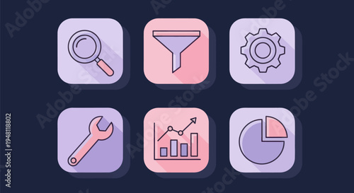 Real estate icons house map key trees